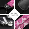imageHISDERN Suspenders for Men Paisley Floral Self Tied Bow Tie and Suspender Pocket Square Sets Adjustable Wedding Braces8hot Pink  Paisley
