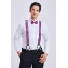 imageHISDERN Suspenders for Men Paisley Floral Self Tied Bow Tie and Suspender Pocket Square Sets Adjustable Wedding Braces8purple  Pink