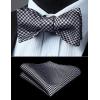 imageHISDERN Suspenders for Men Paisley Floral Self Tied Bow Tie and Suspender Pocket Square Sets Adjustable Wedding Braces9black  White