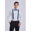 imageHISDERN Suspenders for Men Paisley Floral Self Tied Bow Tie and Suspender Pocket Square Sets Adjustable Wedding Braces9blue  Black
