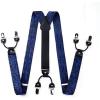 imageHISDERN Suspenders for Men Paisley Floral Self Tied Bow Tie and Suspender Pocket Square Sets Adjustable Wedding Braces9blue  Black