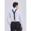imageHISDERN Suspenders for Men Paisley Floral Self Tied Bow Tie and Suspender Pocket Square Sets Adjustable Wedding Braces9blue  Black
