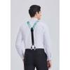 imageHISDERN Suspenders for Men Paisley Floral Self Tied Bow Tie and Suspender Pocket Square Sets Adjustable Wedding Braces9green  Turquoise