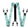 imageHISDERN Suspenders for Men Paisley Floral Self Tied Bow Tie and Suspender Pocket Square Sets Adjustable Wedding Braces9green  Turquoise