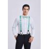 imageHISDERN Suspenders for Men Paisley Floral Self Tied Bow Tie and Suspender Pocket Square Sets Adjustable Wedding Braces9green  Turquoise