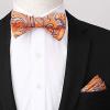 imageHISDERN Suspenders for Men Paisley Floral Self Tied Bow Tie and Suspender Pocket Square Sets Adjustable Wedding Braces9orange  Blue  White