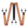 imageHISDERN Suspenders for Men Paisley Floral Self Tied Bow Tie and Suspender Pocket Square Sets Adjustable Wedding Braces9orange  Blue  White