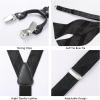 imageHISDERN Suspenders for Men Paisley Floral Self Tied Bow Tie and Suspender Pocket Square Sets Adjustable Wedding BracesA1black