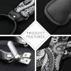 imageHISDERN Suspenders for Men Paisley Floral Self Tied Bow Tie and Suspender Pocket Square Sets Adjustable Wedding BracesGray  Black