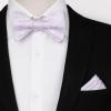 imageHISDERN Suspenders for Men Paisley Floral Self Tied Bow Tie and Suspender Pocket Square Sets Adjustable Wedding BracesLight Purple