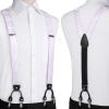 imageHISDERN Suspenders for Men Paisley Floral Self Tied Bow Tie and Suspender Pocket Square Sets Adjustable Wedding BracesLight Purple