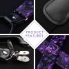 imageHISDERN Suspenders for Men Paisley Floral Self Tied Bow Tie and Suspender Pocket Square Sets Adjustable Wedding BracesPurple  Black
