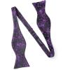 imageHISDERN Suspenders for Men Paisley Floral Self Tied Bow Tie and Suspender Pocket Square Sets Adjustable Wedding BracesPurple  Black