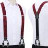 imageHISDERN Suspenders for Men Paisley Floral Self Tied Bow Tie and Suspender Pocket Square Sets Adjustable Wedding BracesRed  Black 02
