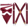 imageHISDERN Bow Tie and Suspenders for Men Elastic XBack Suspender and Bowtie Set Adjustable Braces for Wedding TuxedoE1burgundy 1