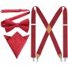 imageHISDERN Bow Tie and Suspenders for Men Elastic XBack Suspender and Bowtie Set Adjustable Braces for Wedding TuxedoE2red 2
