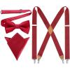 imageHISDERN Bow Tie and Suspenders for Men Elastic XBack Suspender and Bowtie Set Adjustable Braces for Wedding TuxedoE3red 1