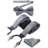 imageHISDERN Suspenders for Men Paisley Floral Bow tie Suspender Pocket Square Sets Adjustable Y Shape 6 Clips Wedding BracesD8gray