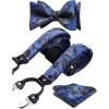 imageHISDERN Suspenders for Men Paisley Floral Self Tied Bow Tie and Suspender Pocket Square Sets Adjustable Wedding Braces10blue  Black