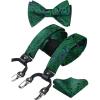 imageHISDERN Suspenders for Men Paisley Floral Self Tied Bow Tie and Suspender Pocket Square Sets Adjustable Wedding Braces1green  Navy Blue 02