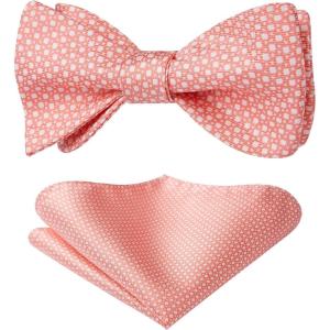imageHISDERN Bow Ties for Men Polka Dot Selftie Bowtie and Pocket Square Classic Business Tuxedo Wedding Bowties Handkerchief02pink  White Dots