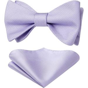 imageHISDERN Bow Ties for Men Polka Dot Selftie Bowtie and Pocket Square Classic Business Tuxedo Wedding Bowties Handkerchief02purple
