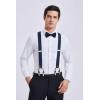 imageHISDERN Bow tie and Suspenders for Men Plaid Suspender Self Bowtie Pocket Square Adjustable Y Shape Mens Trouser Braces02plaid  Navy Blue