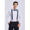 imageHISDERN Bow tie and Suspenders for Men Plaid Suspender Self Bowtie Pocket Square Adjustable Y Shape Mens Trouser Braces03dinasour  Navy Blue