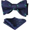 imageHISDERN Bow tie and Suspenders for Men Plaid Suspender Self Bowtie Pocket Square Adjustable Y Shape Mens Trouser Braces03dinasour  Navy Blue
