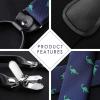 imageHISDERN Bow tie and Suspenders for Men Plaid Suspender Self Bowtie Pocket Square Adjustable Y Shape Mens Trouser Braces03dinasour  Navy Blue