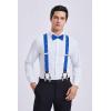 imageHISDERN Bow tie and Suspenders for Men Plaid Suspender Self Bowtie Pocket Square Adjustable Y Shape Mens Trouser Braces03flamingo  Blue