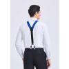 imageHISDERN Bow tie and Suspenders for Men Plaid Suspender Self Bowtie Pocket Square Adjustable Y Shape Mens Trouser Braces03flamingo  Blue