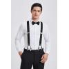 imageHISDERN Bow tie and Suspenders for Men Plaid Suspender Self Bowtie Pocket Square Adjustable Y Shape Mens Trouser Braces03plaid  Black