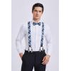 imageHISDERN Bow tie and Suspenders for Men Plaid Suspender Self Bowtie Pocket Square Adjustable Y Shape Mens Trouser Braces03plaid  Blue