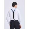 imageHISDERN Bow tie and Suspenders for Men Plaid Suspender Self Bowtie Pocket Square Adjustable Y Shape Mens Trouser Braces03plaid  Blue