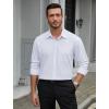 imageHISDERN Mens Stretch Wrinkle Free Dress Shirts Long Sleeve Non Iron Business Button Down Formal Shirt for Work Wedding PromAwhite
