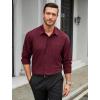 imageHISDERN Mens Stretch Wrinkle Free Dress Shirts Long Sleeve Non Iron Business Button Down Formal Shirt for Work Wedding PromRburgundy