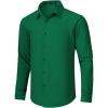 imageHISDERN Mens Stretch Wrinkle Free Dress Shirts Long Sleeve Non Iron Business Button Down Formal Shirt for Work Wedding PromGgreen