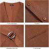 imageHISDERN Mens Suit Vest Business Casual Dress Waistcoat Vest Solid Color Formal Wedding Vests for Suits or Tuxedo