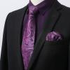 imageMens Solid Long Sleeve Dress Shirt with Matching Tie and Handkerchief Set Classic Button Down Formal Business Shirts