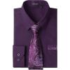 imageMens Solid Long Sleeve Dress Shirt with Matching Tie and Handkerchief Set Classic Button Down Formal Business Shirts