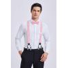 imageHISDERN Suspenders for Men Paisley Floral Bow tie Suspender Pocket Square Sets Adjustable Y Shape 6 Clips Wedding Braces01pink Paisley