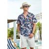 imageHawaiian Shirt for Men Short Sleeve Button Down Shirt Men Casual Summer Tropical Beach Aloha Shirts for Men Hawaii PartyA4navy Floral