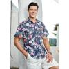 imageHawaiian Shirt for Men Short Sleeve Button Down Shirt Men Casual Summer Tropical Beach Aloha Shirts for Men Hawaii PartyA4navy Floral
