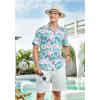 imageHawaiian Shirt for Men Short Sleeve Button Down Shirt Men Casual Summer Tropical Beach Aloha Shirts for Men Hawaii PartyA5aqua Flamingo