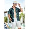 imageHawaiian Shirt for Men Short Sleeve Button Down Shirt Men Casual Summer Tropical Beach Aloha Shirts for Men Hawaii PartyA6black Teal Leaf