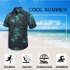imageHawaiian Shirt for Men Short Sleeve Button Down Shirt Men Casual Summer Tropical Beach Aloha Shirts for Men Hawaii PartyA6black Teal Leaf