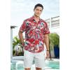 imageHawaiian Shirt for Men Short Sleeve Button Down Shirt Men Casual Summer Tropical Beach Aloha Shirts for Men Hawaii PartyA6red Leaf
