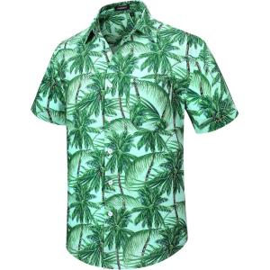 imageHawaiian Shirt for Men Short Sleeve Button Down Shirt Men Casual Summer Tropical Beach Aloha Shirts for Men Hawaii PartyA2palm Green