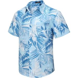 imageHawaiian Shirt for Men Short Sleeve Button Down Shirt Men Casual Summer Tropical Beach Aloha Shirts for Men Hawaii PartyA5blueleaf